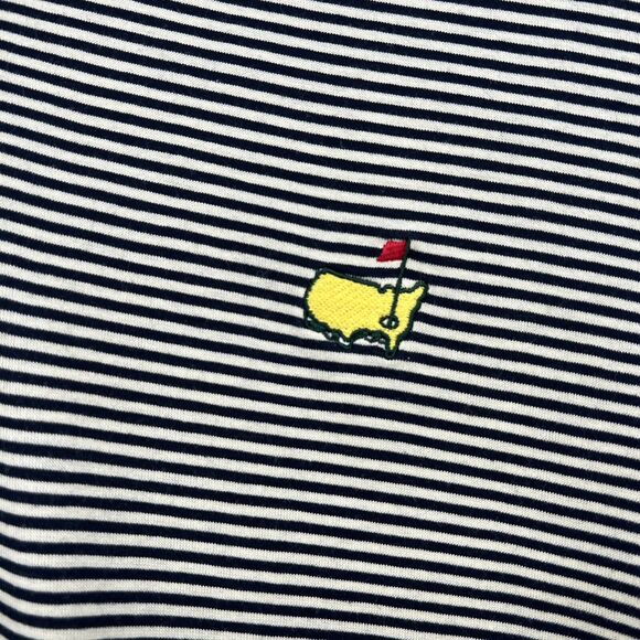 Masters Augusta Collection Cotton Mens Polo Stripe Navy Cream Shirt Sz 2XL - Picture 4 of 6